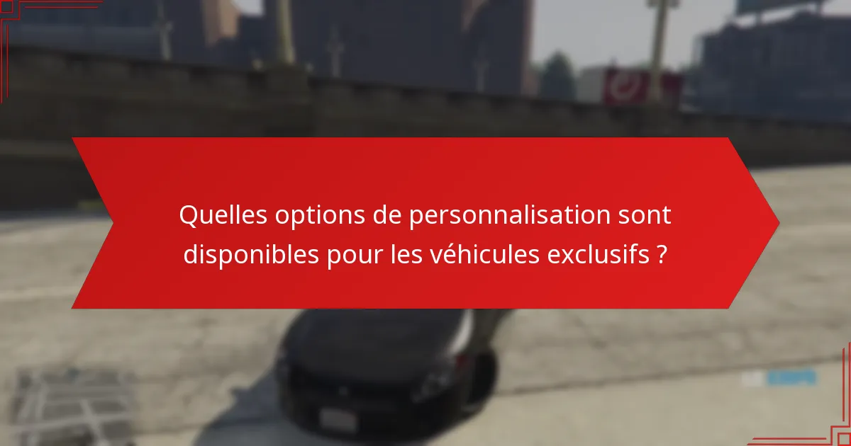 Quelles options de personnalisation sont disponibles pour les véhicules exclusifs ?
